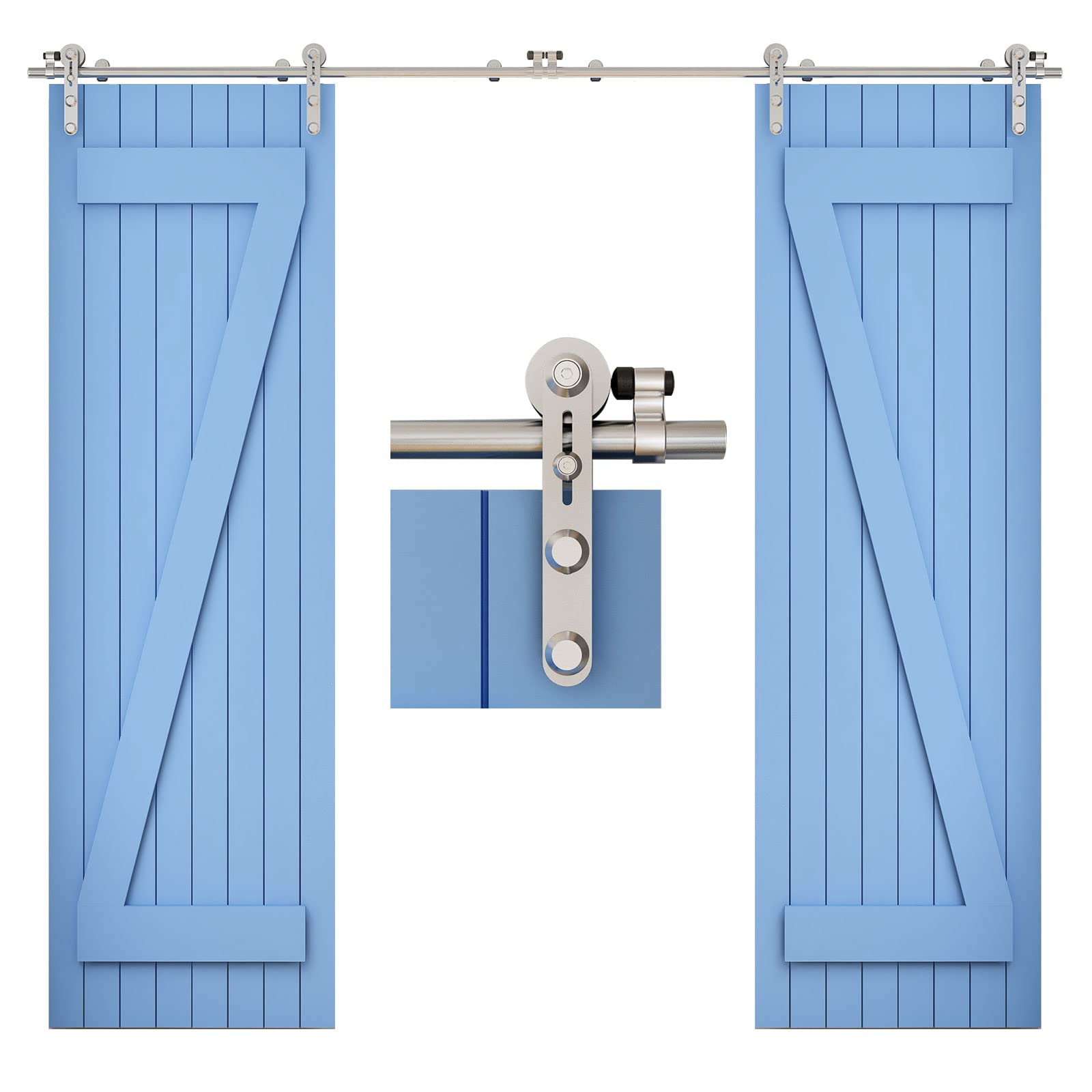 TSMST 6FT Sliding Barn Door Hardware Kit, Top Mount Stainless Steel Heavy Duty Sturdy Barn Door Track for Single Wood Door, Slide Smoothly Quietly (T Style) — Amazon image 10