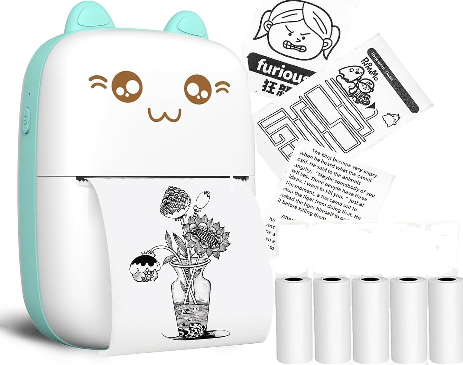 Rexmon Wireless Mini Printer Portable, Inkless Sticker Printer with 5 Rolls Paper,Bluetooth Thermal Printer Compatible with iOS + Android for Memo,Photo, Print Pod Best Gifts (White & Blue) (B0D3XQ79PM) Amazon Price History, Amazon Price Tracker