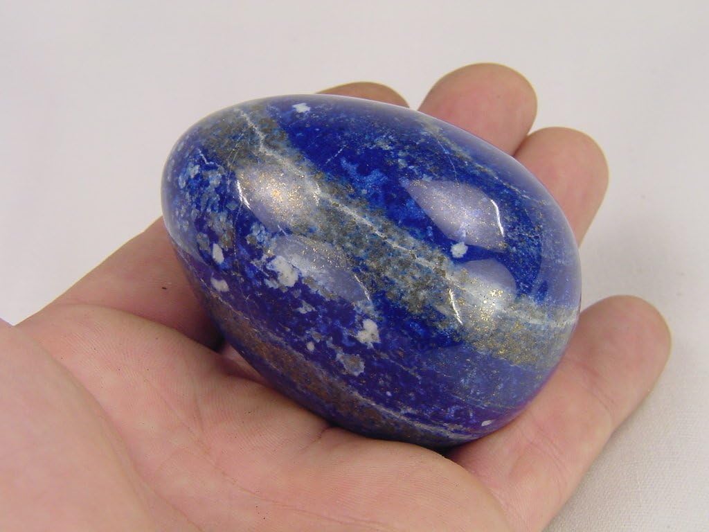 Natural Afghanistan Lapis Lazuli Egg Healing Stone Carving with Stand