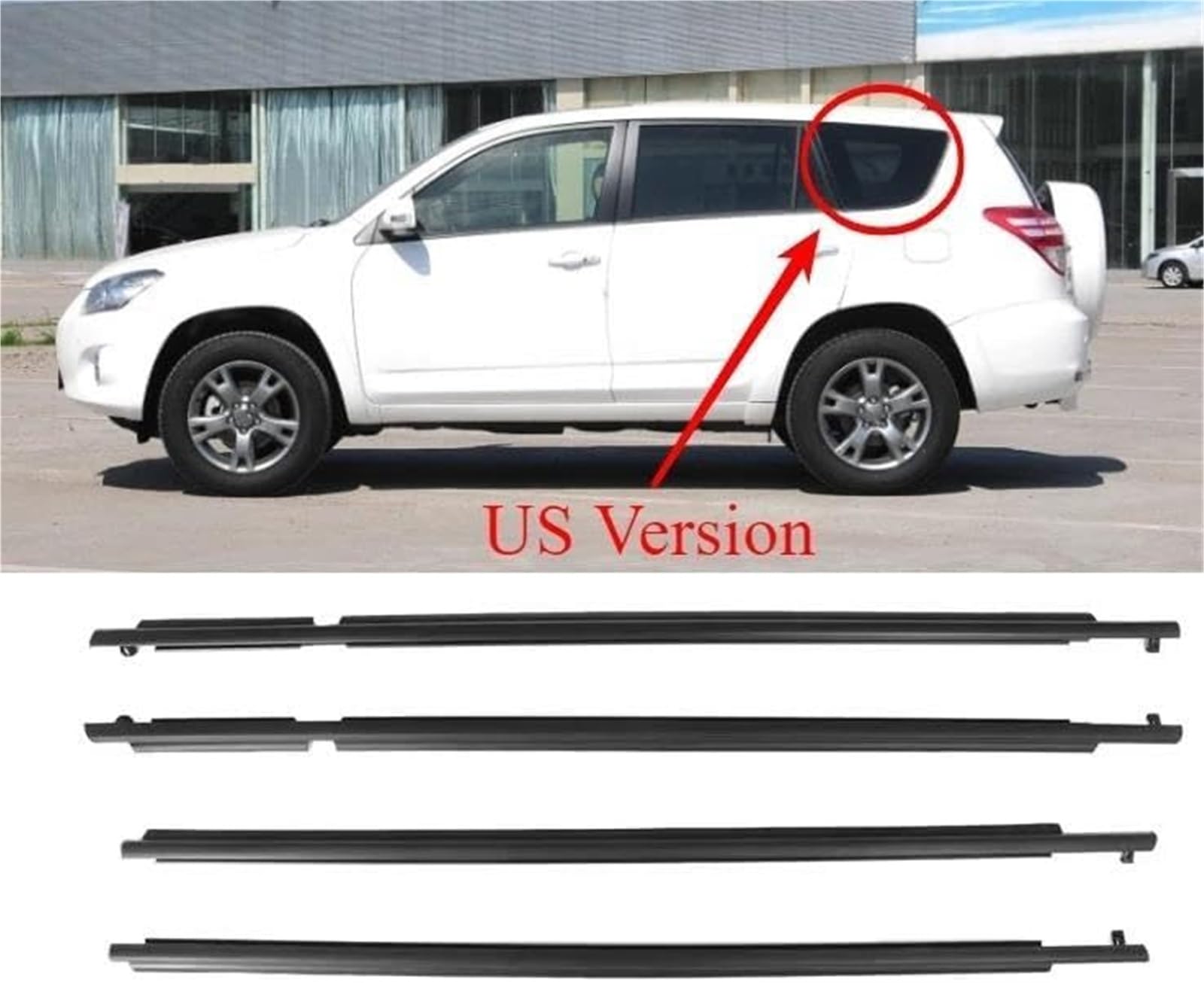 Uszczelka gumowa automatyczna Guma okienna usa lub ue na zewnątrz dla TOYOTA, dla Rav4 2009-2012 75720 0R020 szklana listwa ochronna zewnętrzna 4(BLACK USA)
