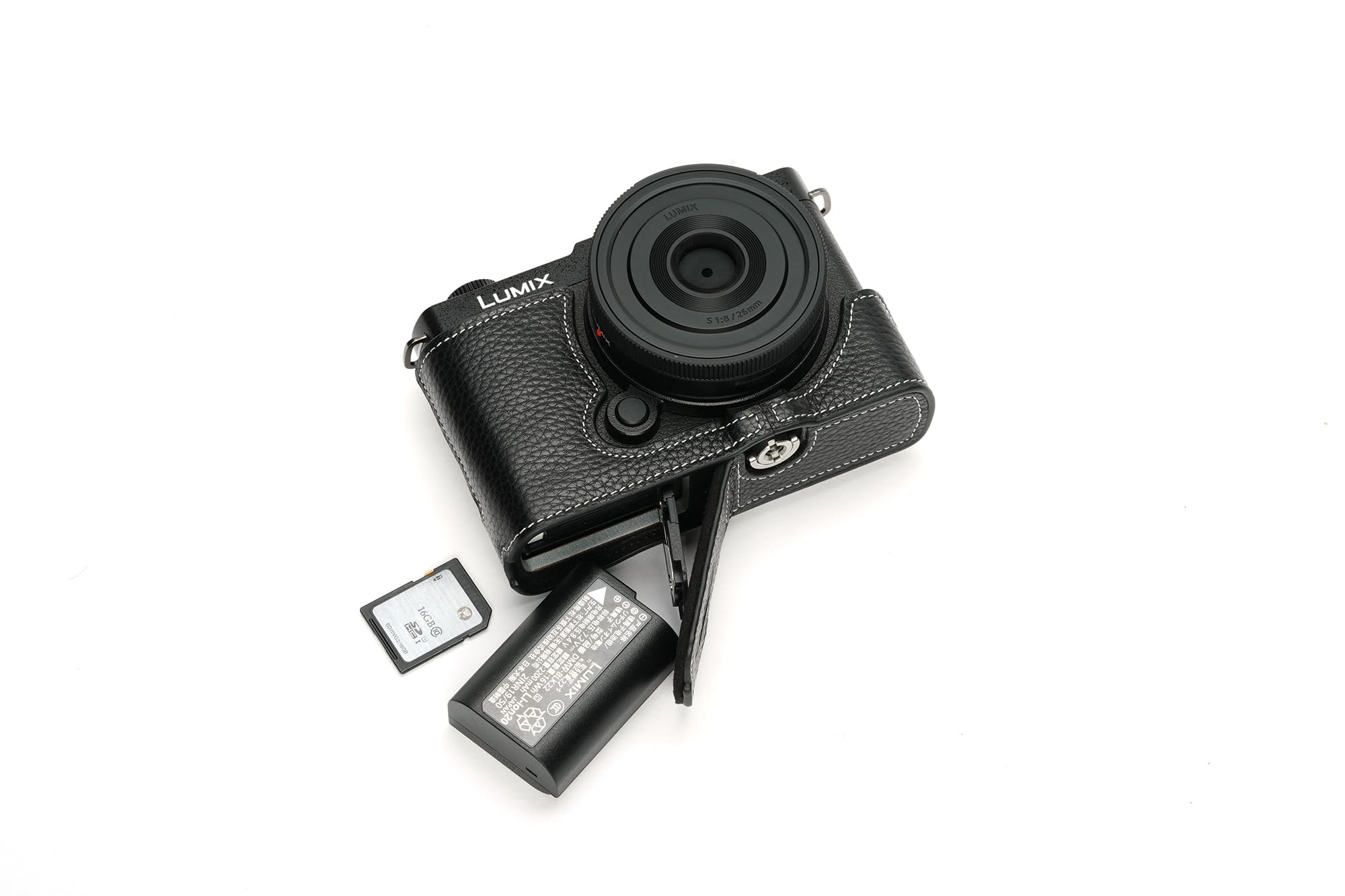 MUZIRI Halbtasche Aus Echtleder Für Panasonic Lumix DC-S9 Kamera | Mit Handgriff & Stativgewinde, Schwarz – Perfekter Schutz Ohne Nutzungseinschränkung