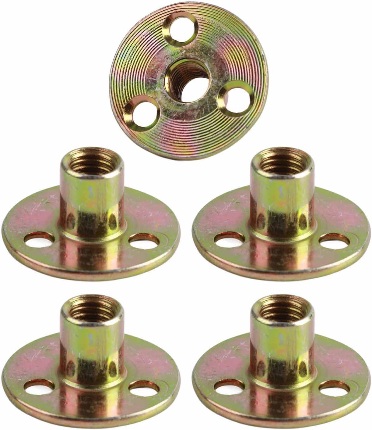 Flange Nut, 3 Hole Galvanized Iron Furniture Fixing Tee, Round Base Nut for Furniture Connection, Ideal for Home (#13)