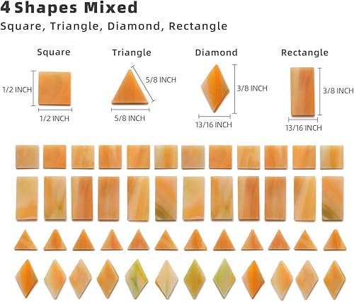 Miniatura 3 de Lanyani Azulejos de mosaico de vidrio para manualidades de arte, 4 formas mixtas de azulejos de vidrio coloridos, piezas de vidrio Tiffany, 200