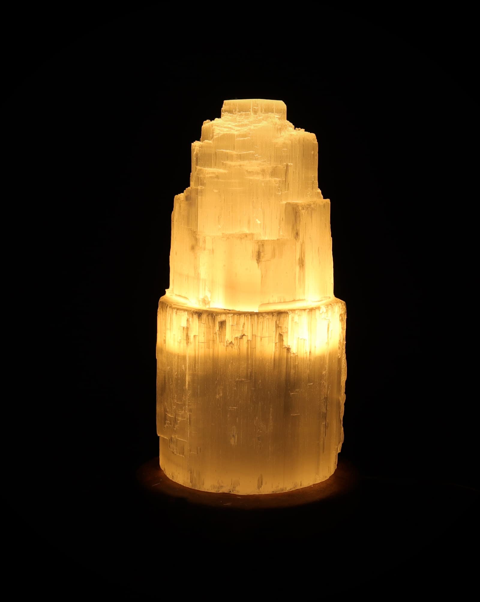 Budawi Selenit Lampe Mit Holzsockel - Naturstein Lampe Für Positive Energie & Ambiente