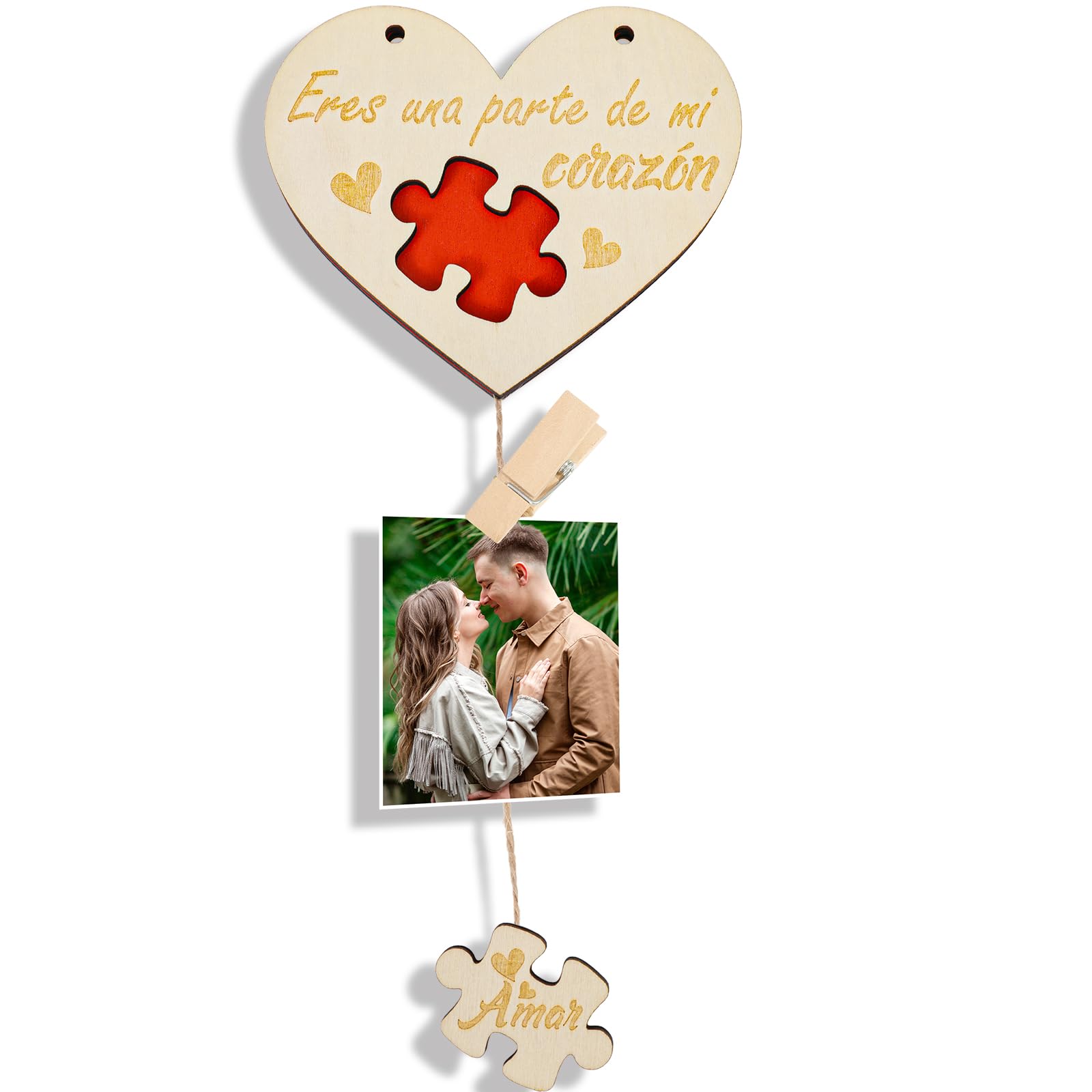 DPKOW Originales Regalo para San Valentín Hombre Mujer, Marco Fotos de Forma Corazón para Pareja Regalo, Colgar Marco Fotos Decoración San Valentín Pareja Regalo Aniversario Novio Novia Navidad