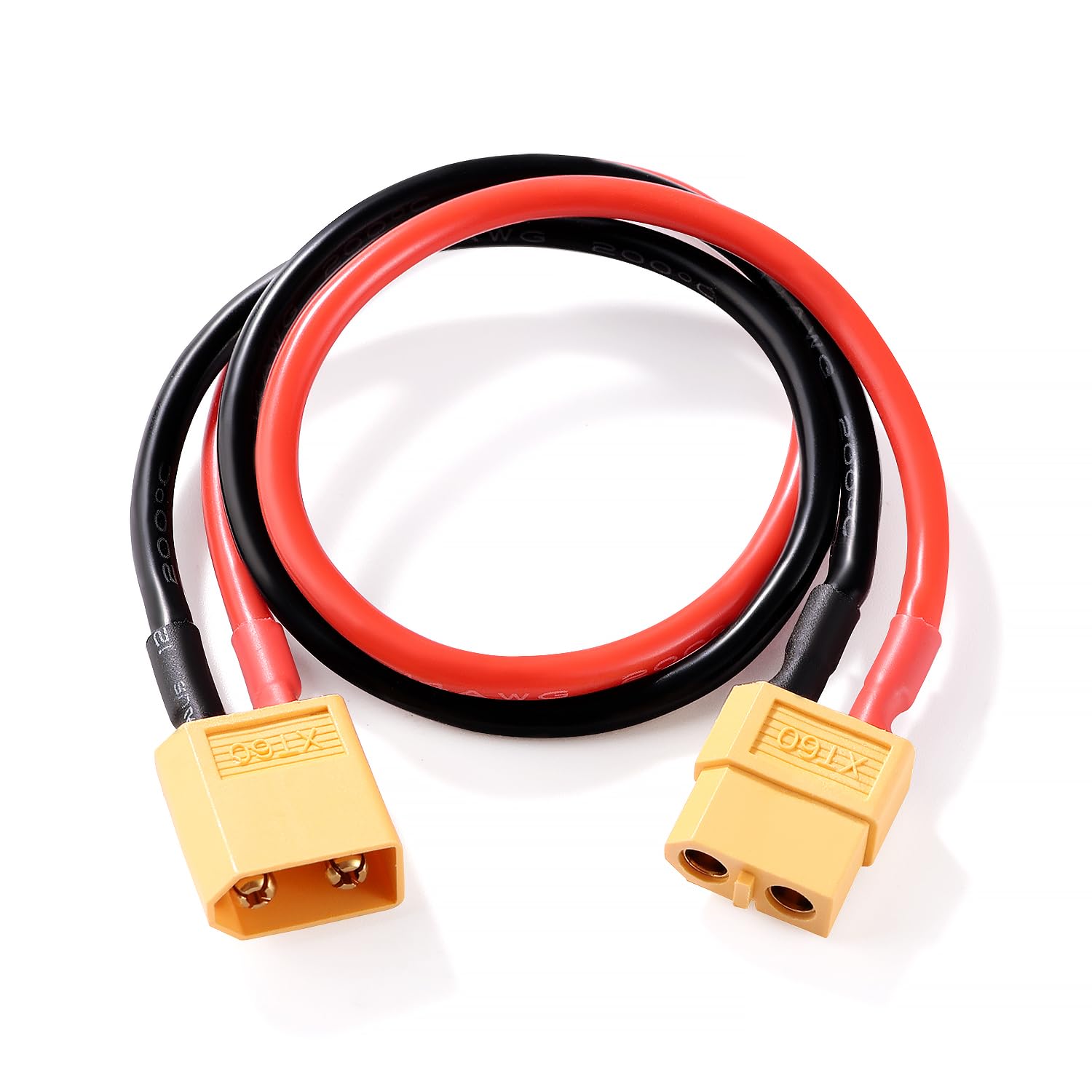 Lyeteung XT60 Extension Cable, XT60 Male to Female Connector, with 30cm 14AWG Silicone Cable, for RC LiPo Battery