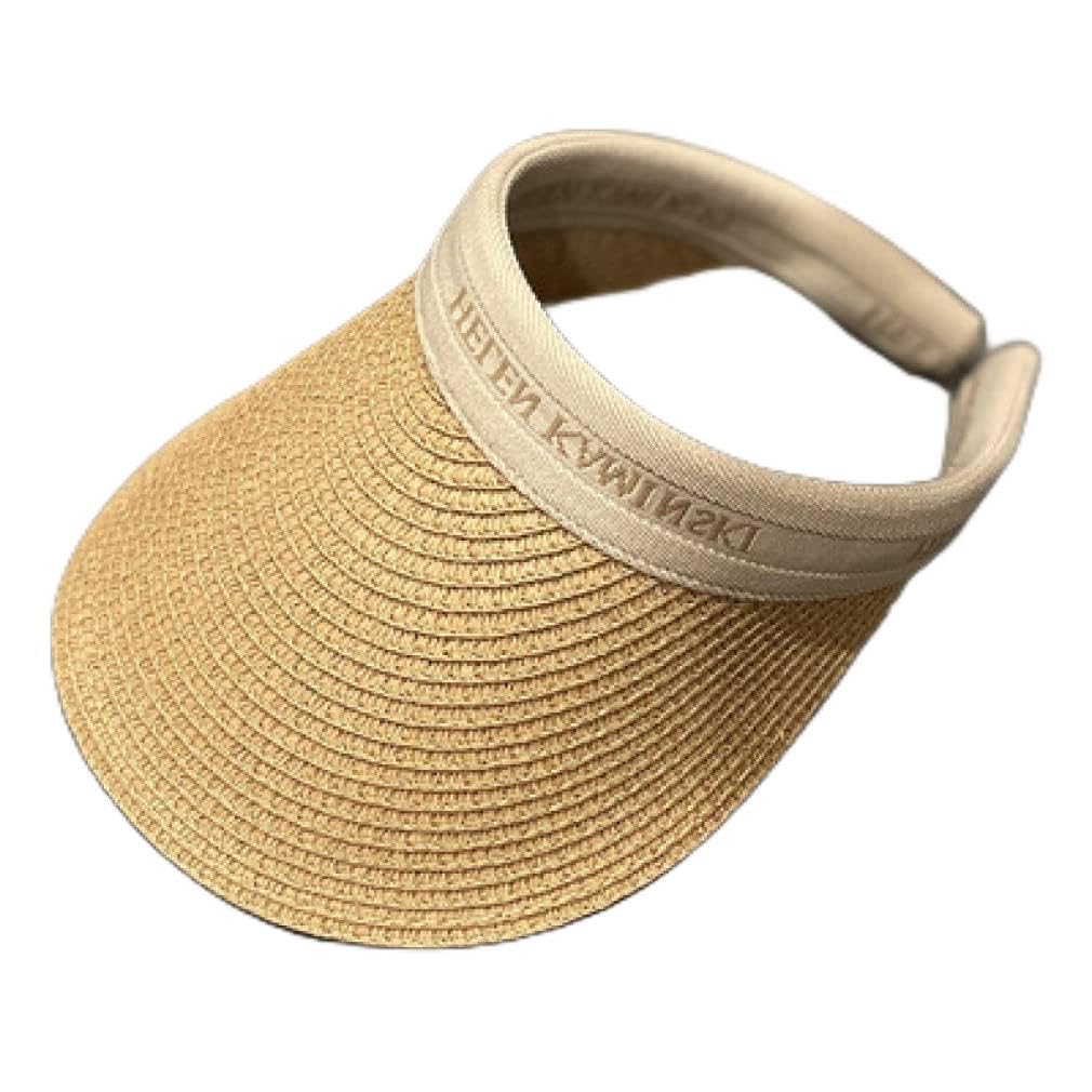 Cappello di Paglia Estivo Cappellini da Donna Cappellino Intrecciato Cappello di Paglia Superiore Vuoto Cappello da Sole Protezione Solare Cappello da Spiaggia Visiera Parasole 56-58 cm