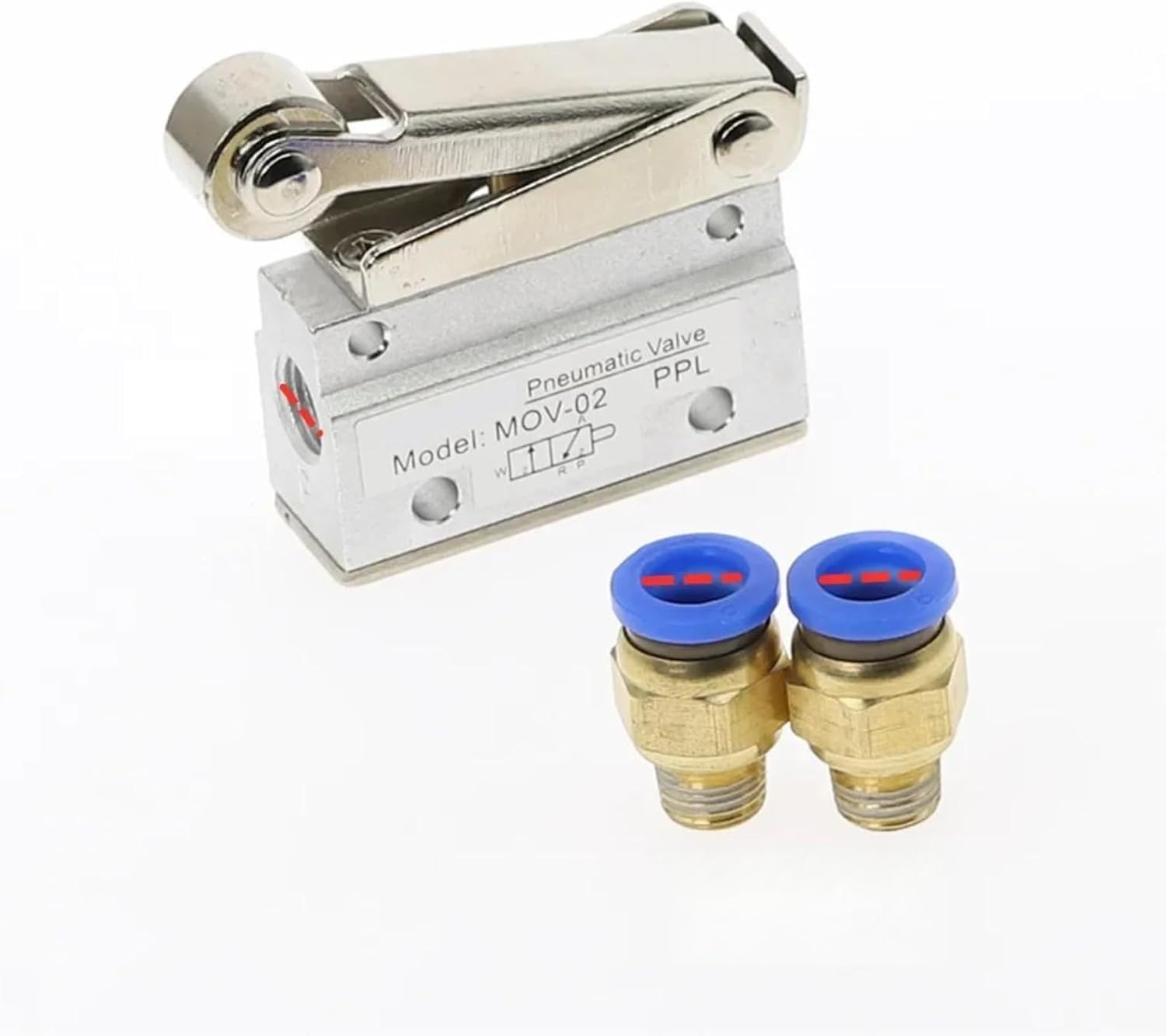 MOV-02 PT 1/8" Female Thread 3 Position 2 Way Pneumatic Mechanical Valve, MOV-321 Reversing Valve, Roller Hand Manual Valves(MOV-02)