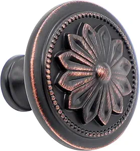 10 Pack - Oil Rubbed Bronze Cabinet Hardware knobs,1.4" Diameter Round Bronze Hardware for Cabinets, Oil Rubbed Bronze Knobs for Cabinets and Drawers,Flower Bronze knobs for Dresser Drawers