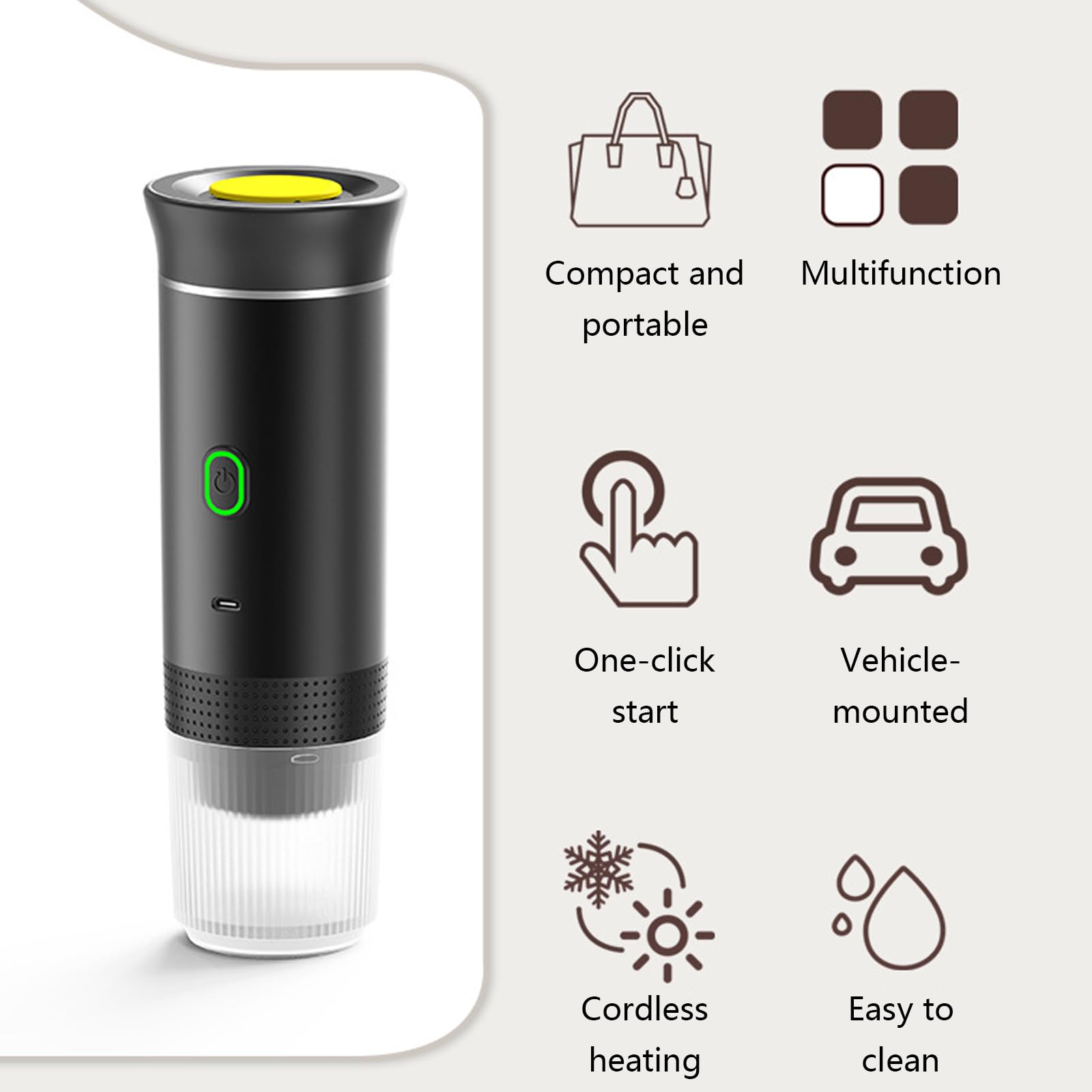 Macchina da Caffè Espresso Portatile, Macchina per Caffè Espresso Elettrica 3 in 1, 60ml Caffettiera Elettrica da Viaggio con Batteria per 12V Auto e Camion e Campeggio