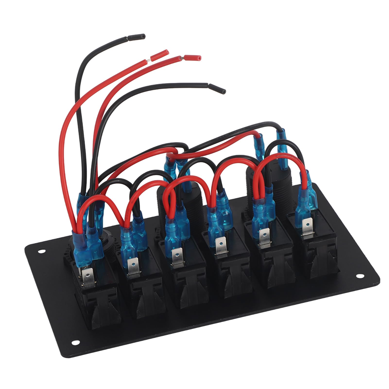 Interruttore a bilanciere LED Interruttore pannello USB Pannello e scheda PCB Protezione sovraccarico per auto RV Boat Marine 12V-24V 6 Gang(Blu),Serie barca/yacht