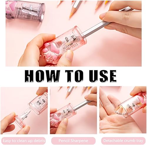 Miniatura 3 de PANDENNER Juego de 4 artículos de papelería lindos, suministros escolares kawaii, incluye 2 borradores retráctiles y 2 sacapuntas, para suministros