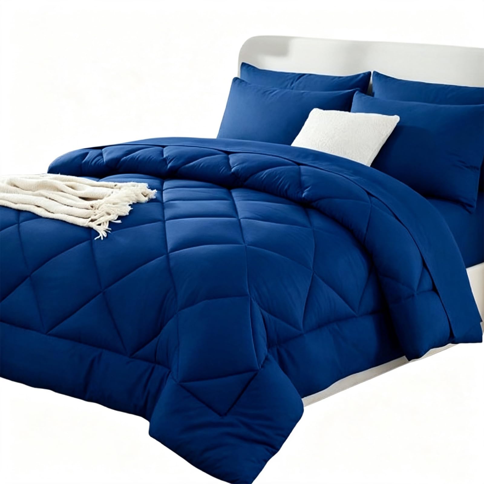 Pleene Duvet and Cover in One with 2 Pillowcases (Dark Blue,140*200cm)