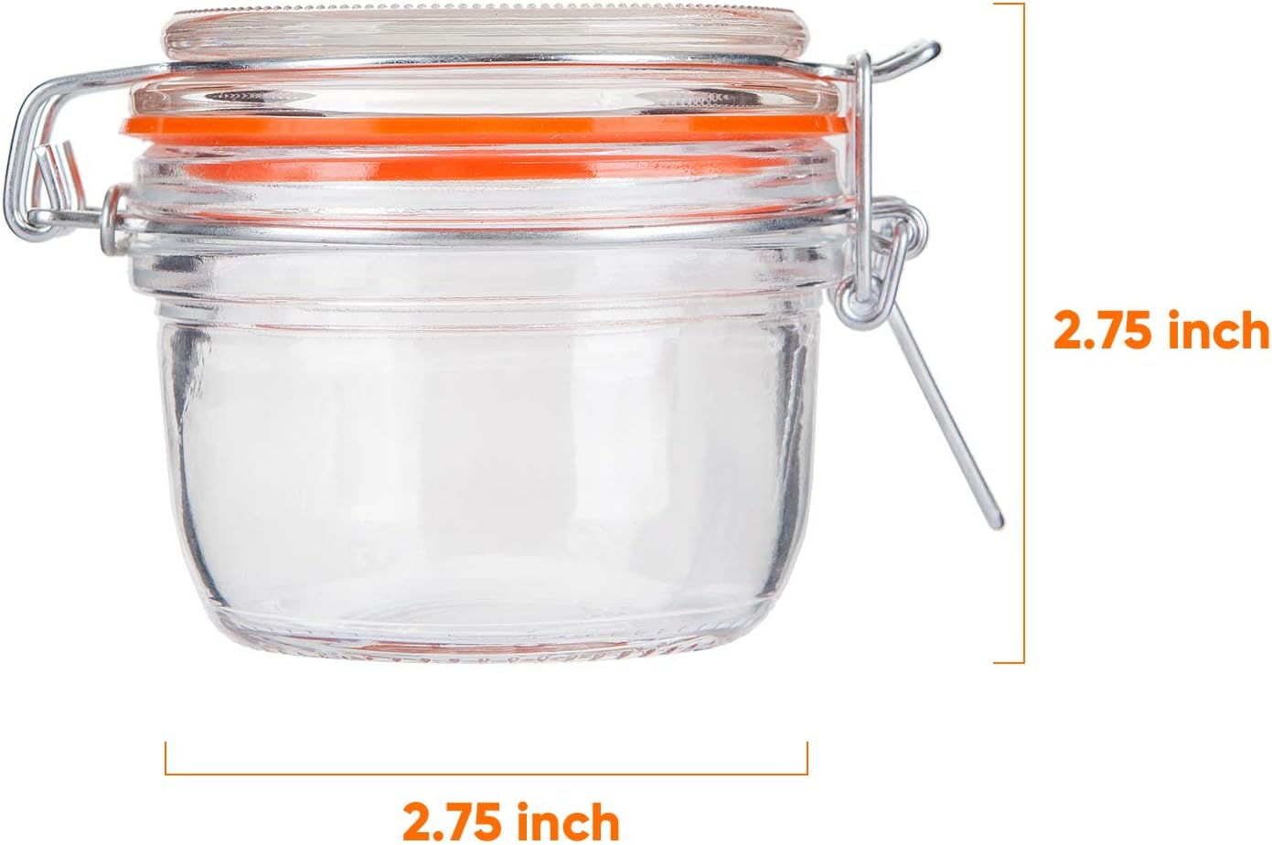 encheng small glass jars with airtight lids, glass spice jar 5 oz,maosn jars with leak proof rubber gasket 150ml,glass storage containers with hinged lid,kitchen canisters 12 pack round-5oz12pcs