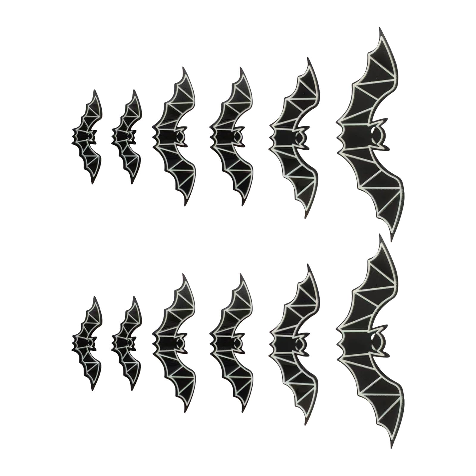 12Pcs Glowing Bat Wall Stickers for Halloween, Outdoor Indoor Party Decor, PVC Clings with Easy Application Easy Application Bat Decals
