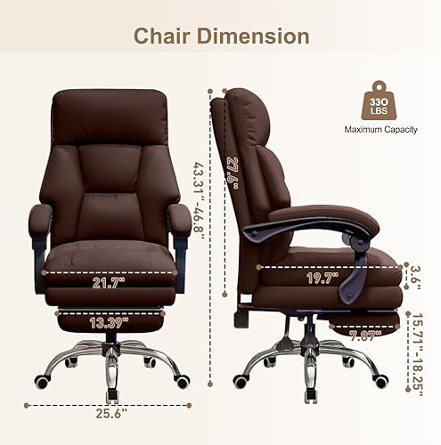 Miniatura 2 de Silla de oficina con reposapiés retráctil, cómoda silla de escritorio ejecutiva, silla de cuero ergonómica de alta resistencia, sillas