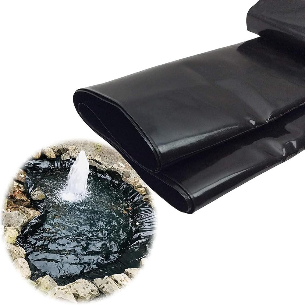 Durable HDEP Pond Liner, 10 X 13Ft PVC Soft Pond Skins Black Heavy Duty Fish Pond Liners Protection for Fish Ponds, Streams Fountains and Water Garden, 10 X 23Ft Impermeable Film,3 * 4m