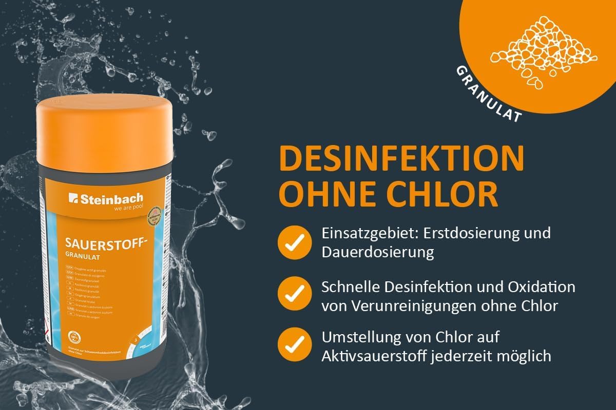 Steinbach | Wasserpflege Sauerstoff Starter Set I Pool Starterset für Einsteiger I Sauerstoffgranulat & Sauerstoffaktivator | Pool-Zubehör-Set ideal für Erstdosierung
