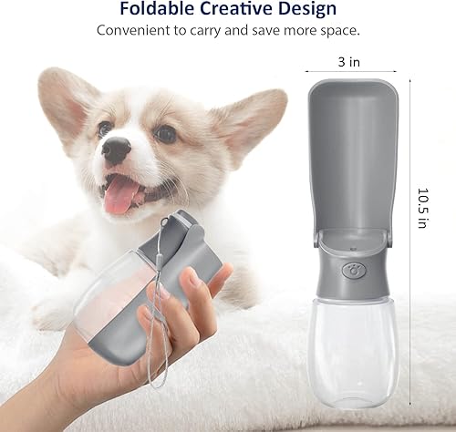 Miniatura 3 de WePet Botella de agua plegable portátil para perros, dispensador de agua para cachorros con alimentador para beber, 12 onzas, resistente a altas