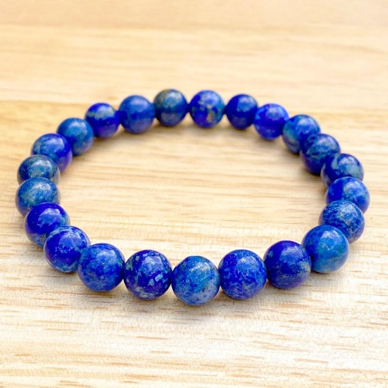 LKBEADS Naturalna bransoletka z koralikami lapis 6 mm rondelle smooth 7 cali półprecyzyjne kamienie koraliki, bransoletka z koralikami, dla mężczyzn i kobiet, uzdrawiająca, kryształowa, rozciągliwa,