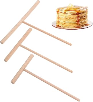 3 Pcs Crepe Stick Spreader,Wooden Crepe Spreader Tool,3 Sizes T-Shaped Spatula Pancake Batter Spreaders for Perfect Crepes,Pancakes,and Tortilla Shells