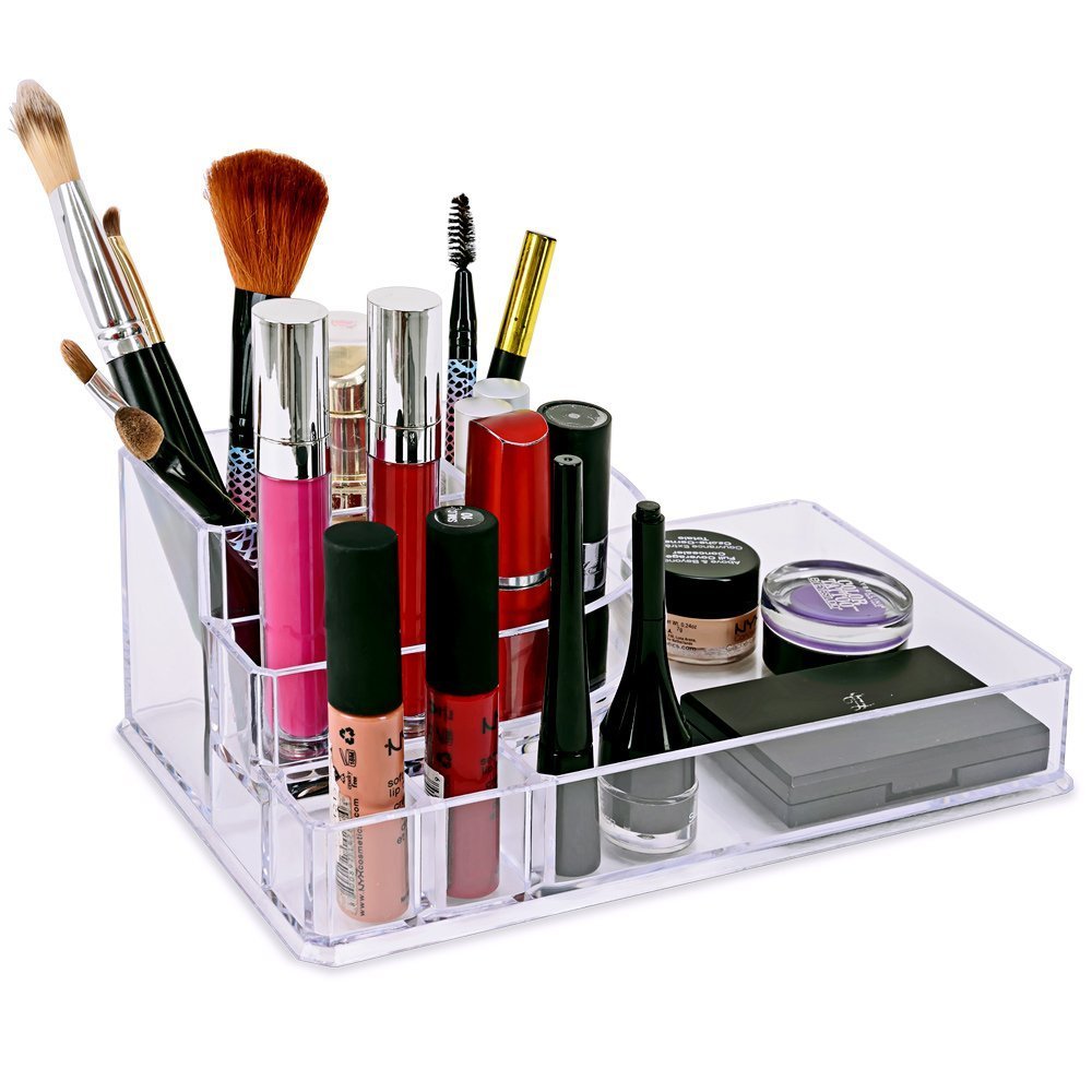 Espice Glitz And Glamour Acrylic Deluxe Cosmetic Make Up Organiser With Drawers, Transparent