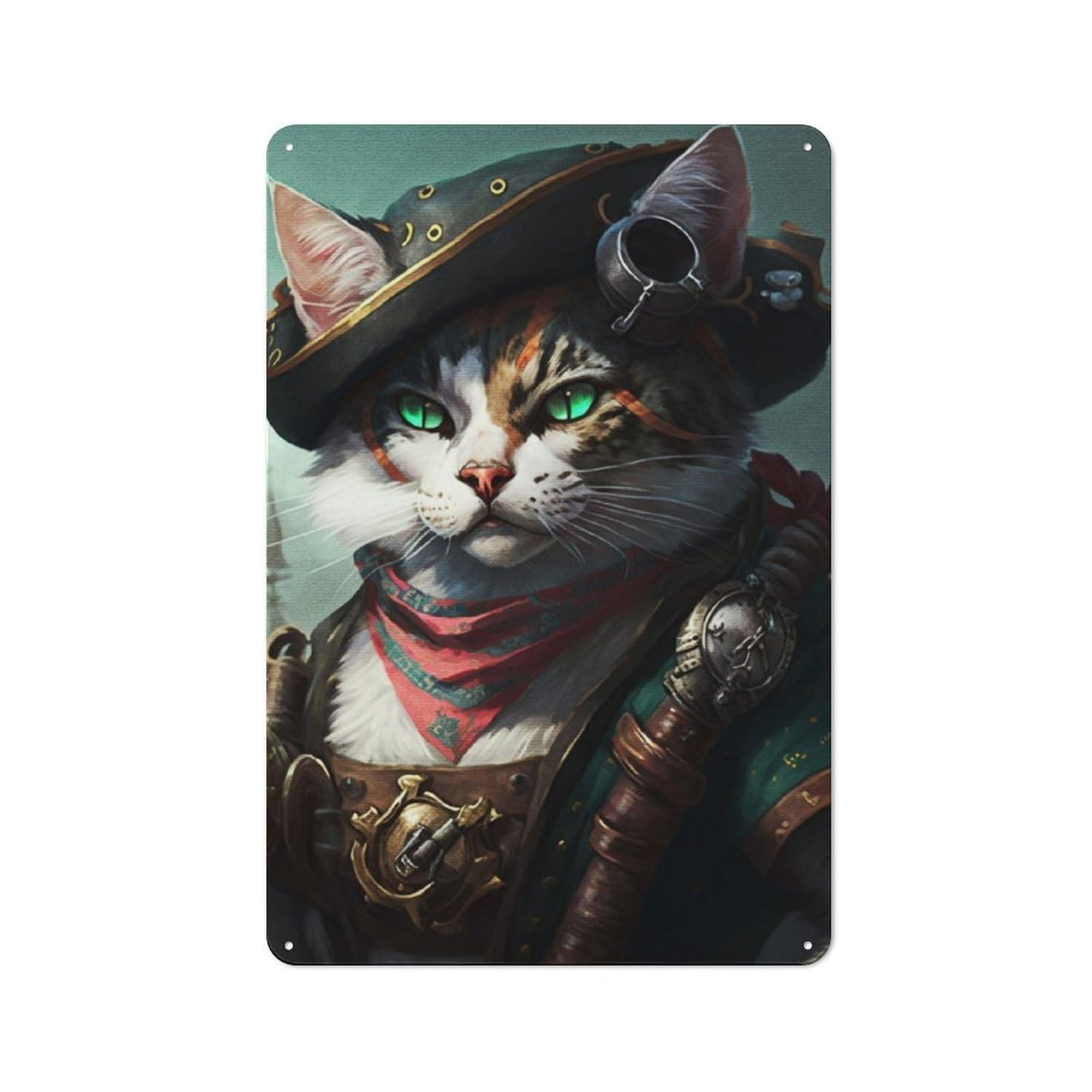 Junmoney Captain Cat 30X20cm Retro Metal Sign With For Café Or Restaurant, For Collectors Decorating Cafés And Restaurants