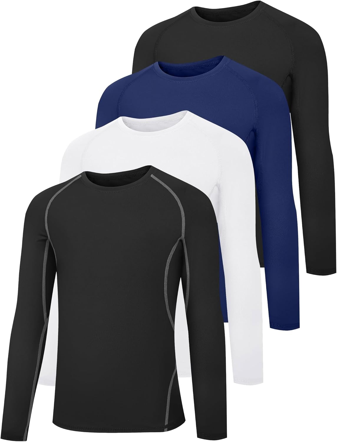 HOPLYNN 4 Pack Youth Boy’s Compression Pants Leggings Tights Athletic Base Layer Under Pants Gear for Football Sports