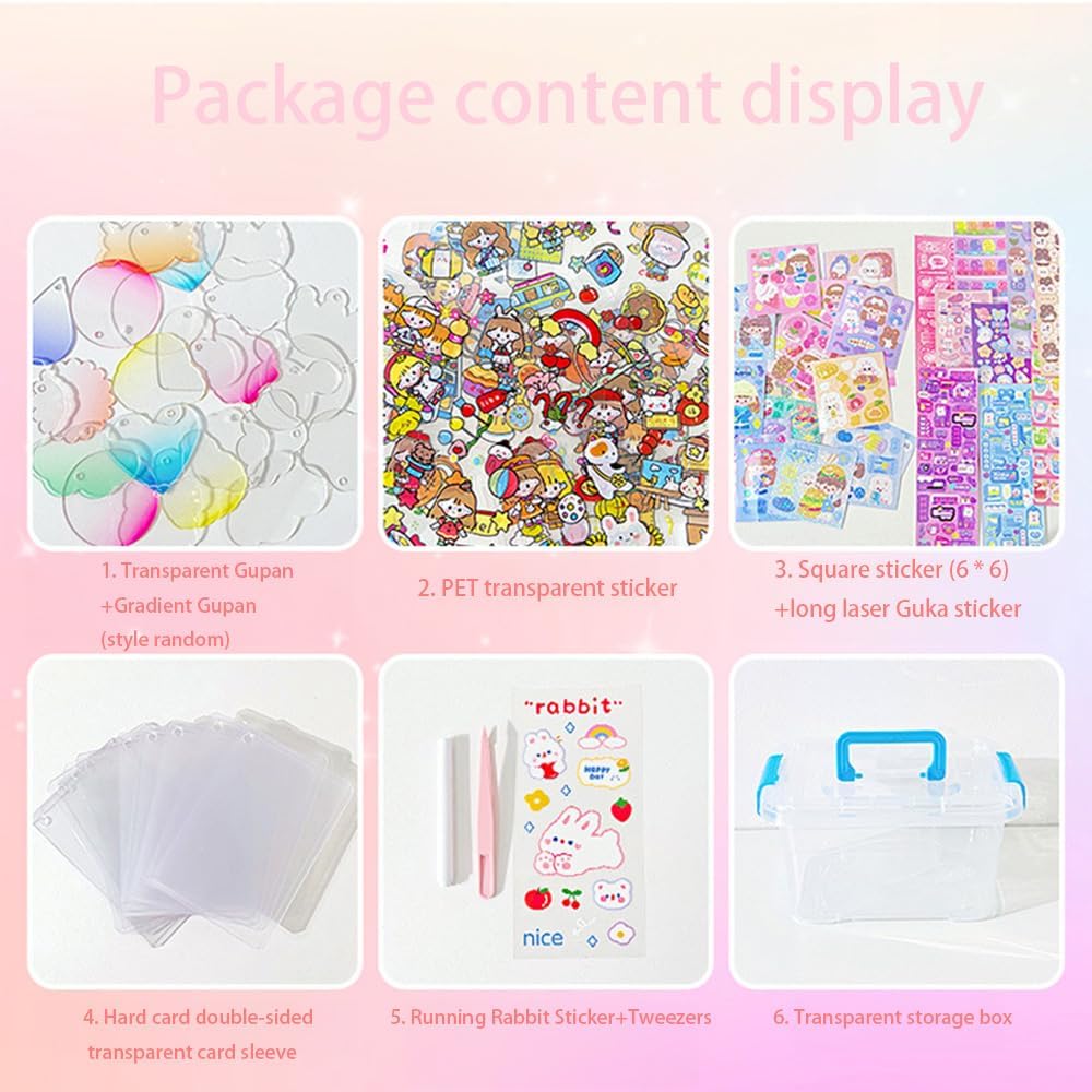 ERANC 269 PCS Gu-ka Laser Sticker Set Combination, Various Shapes of Gupan are Material Bags for Girls to DIY (A0803)