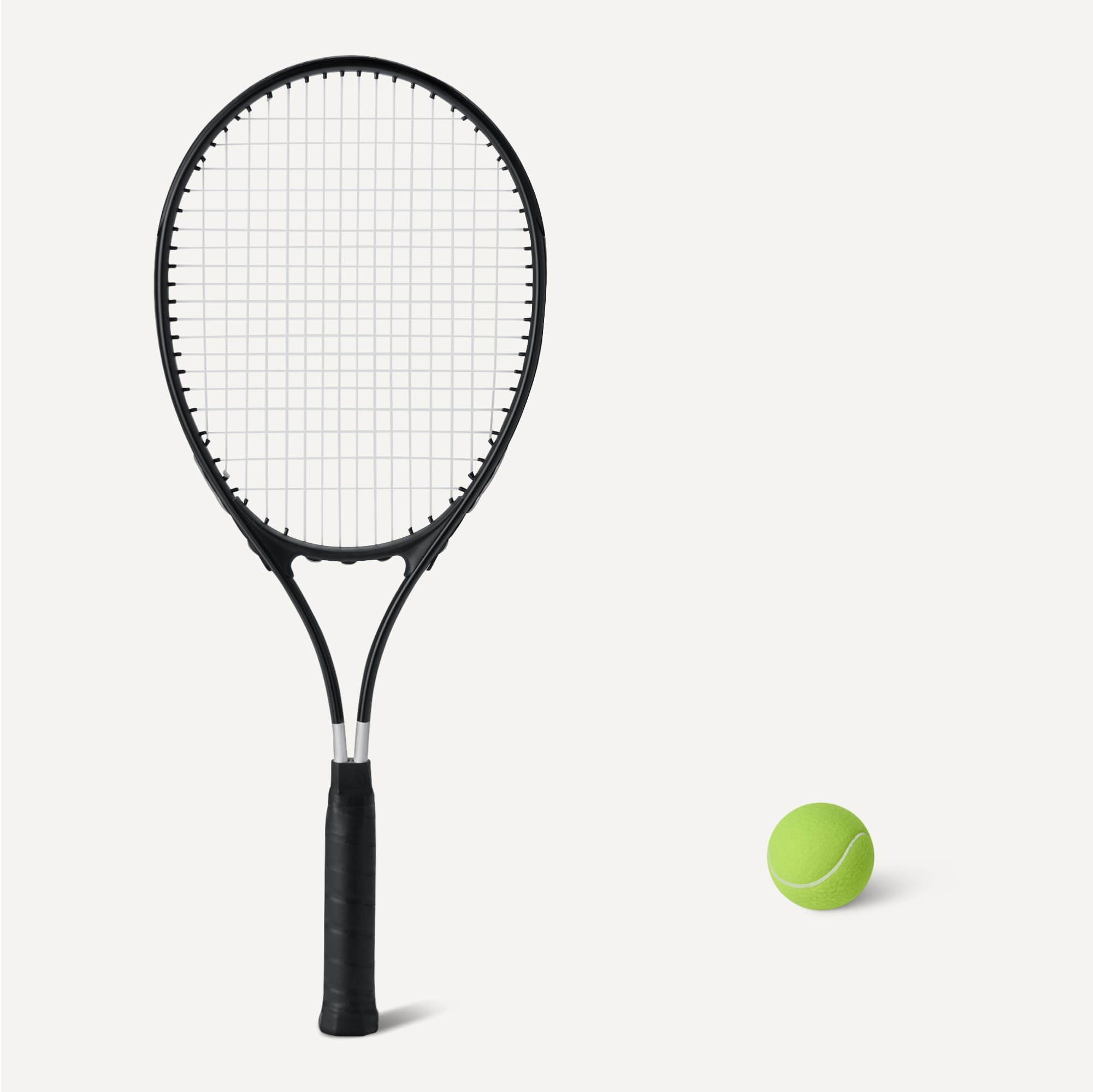 Amazon Basics Lot de 2 raquettes de tennis pour adulte 68.5 cm, 3 Balles et 2 Surgrips, Noir