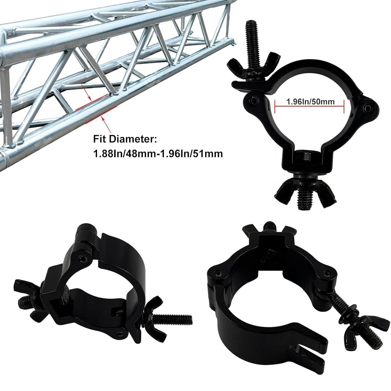 Truss Clamp Crochet De Fixation,10pcs Aluminium Alloy Hook Truss,Convient Aux Lampes De 48-52mm,Capacité De Charge De 100 Kg,Pour Projecteurs,l'Éclairage De Scène,Accessoires d'Éclairage De Fête