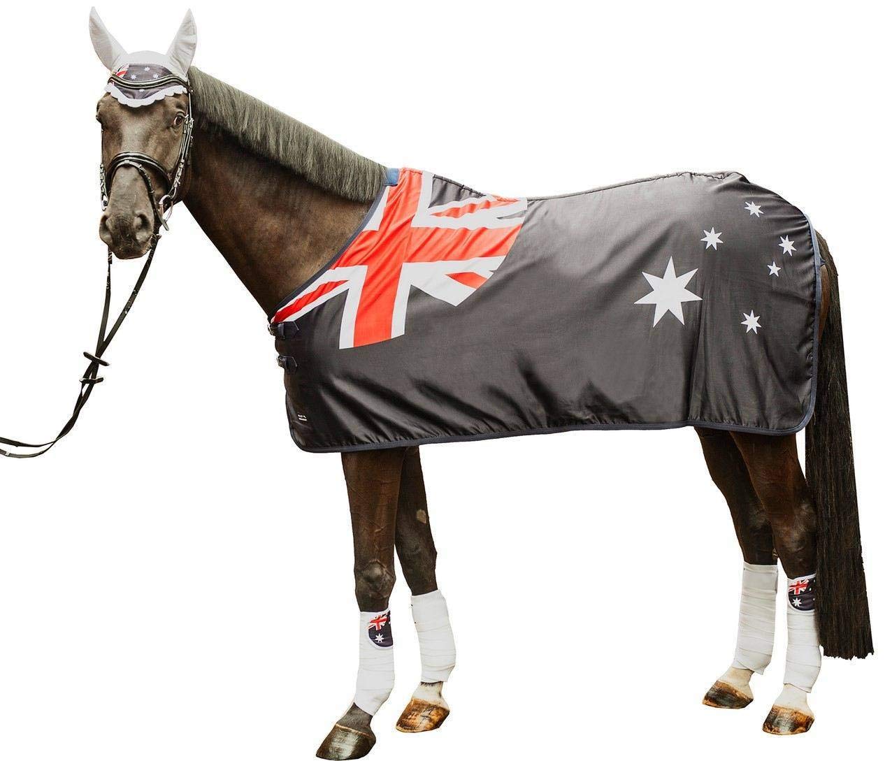 Proteccion Caballo Manta Para Caballo HKM - Diseño Rayas Blanco Y Rojo - Poliéster, Transpirable Y Lavable Ropa Caballo Equitacion