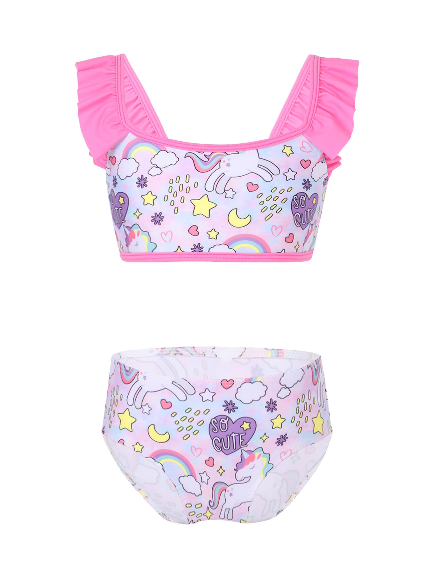IEFIEL Bañador Bikini de Dos Piezas para Niñas Top de Baño y Braga Bañador de Playa Piscina Ropa de Baño Secado Rápido Swimsuit 4-16 Años