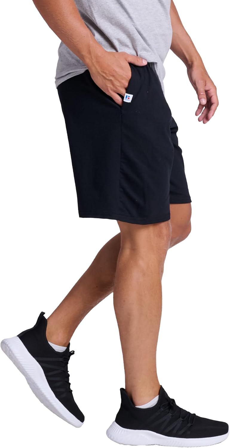 Russell Athletic Men's Relaxed Fit 9" Cotton Shorts with Pockets, Adjustable Elastic Waist, Sizes S-4X - Image 3