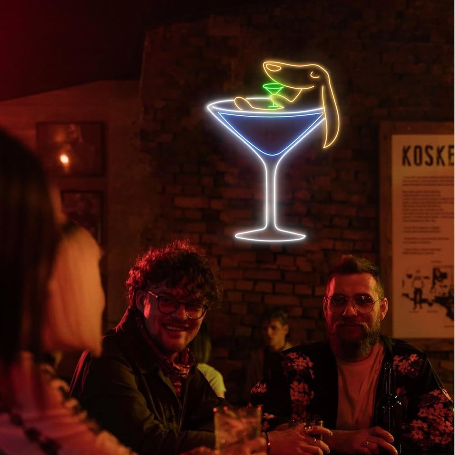 AMANYMXOK Dachshund Martini Neon Sign Cool Dog Martini Bar Neon Sign LED Home Bar Lights Up Neon Sign Wall Art Decor for Bedroom Bar Pub Man's Cave Size: 20 inch