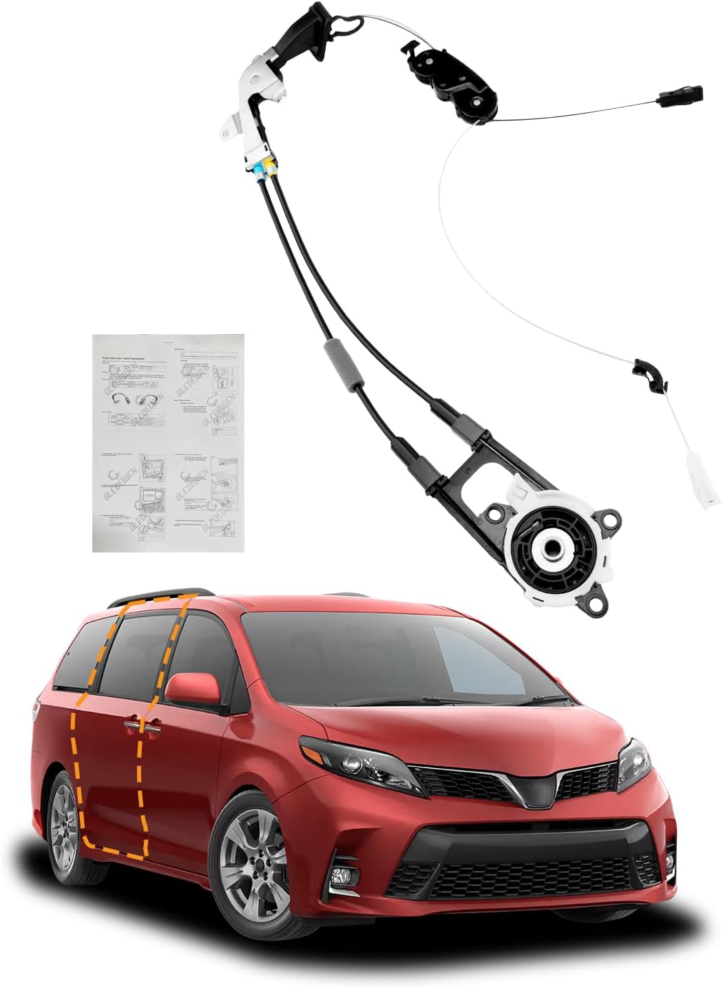 Sliding Door Cable, Compatible with 2011-2020 Toyota Sienna, Rear Right Passenger Side, Auto Door Spool Control Wiring Repair Kit, Power Sliding Door Wire System, w/o Motor, Replace# 85016-08010