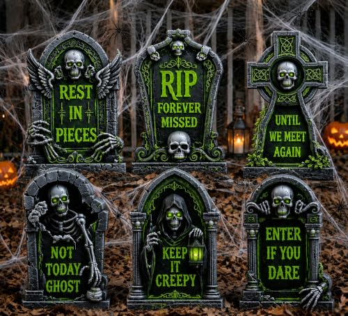 16.5 Inch 6 Pack Halloween Tombstones Outdoor, Graveyard Signs with Stakes - image 1