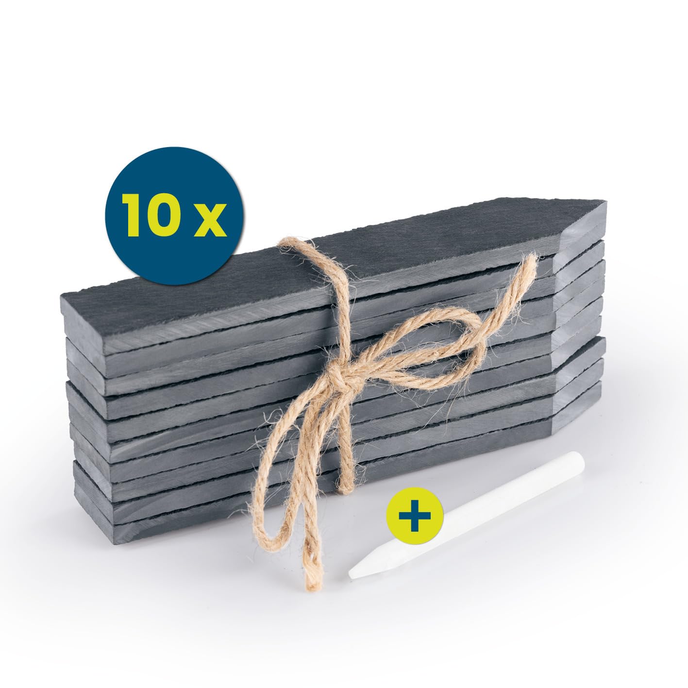 Hoberg Slate Plant Signs Set of 10 - Robust Slate Panels for Garden Herb Bed & Raised Bed, black, 15x2,5 cm