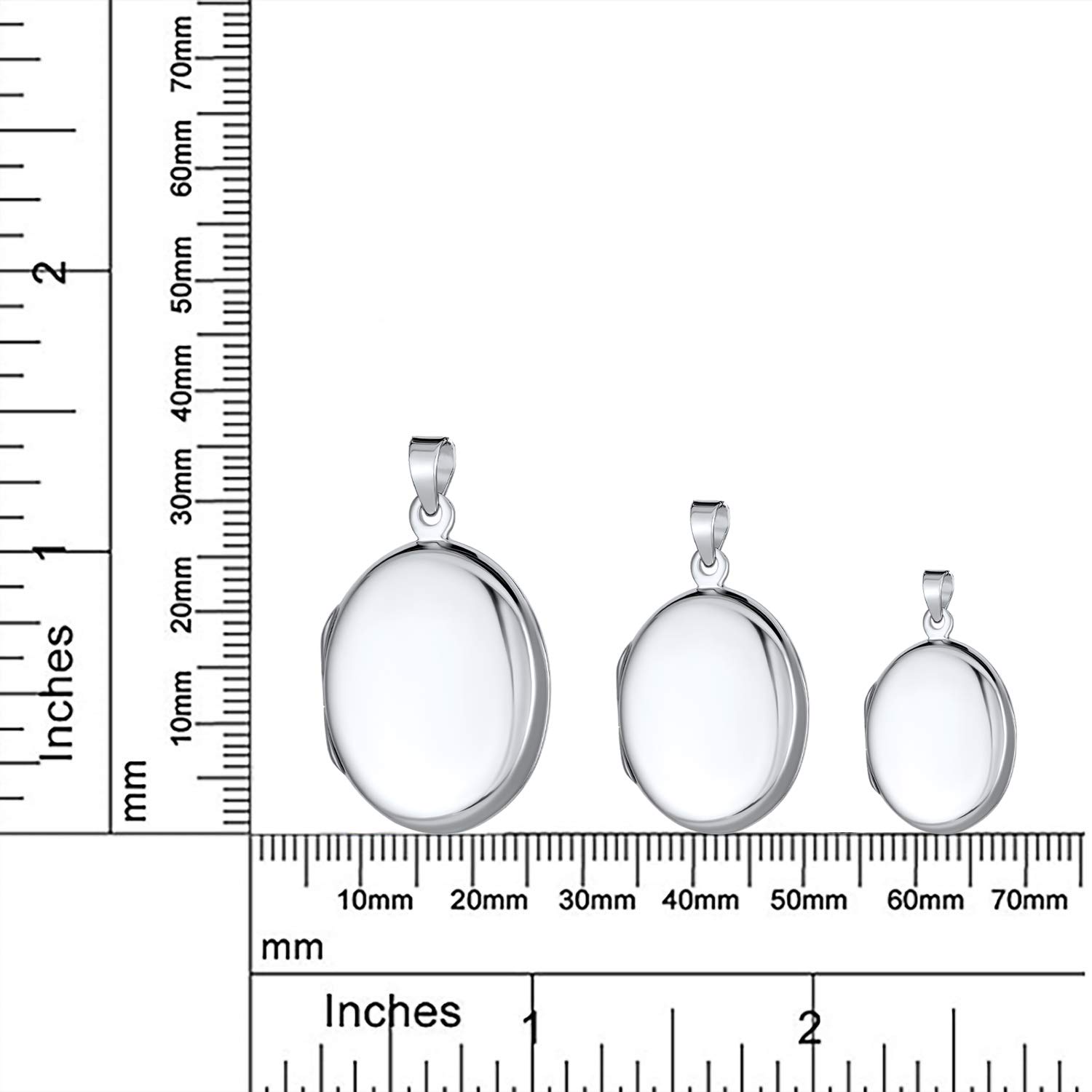 Bling Jewelry Pendentif Collier Médaillon Photo Personnalisé En Argent .925 Simple Dôme Ovale Cercle Traditionnel Souvenir Pour Femmes Adolescents Contient Des Photos Petites Moyennes Grandes