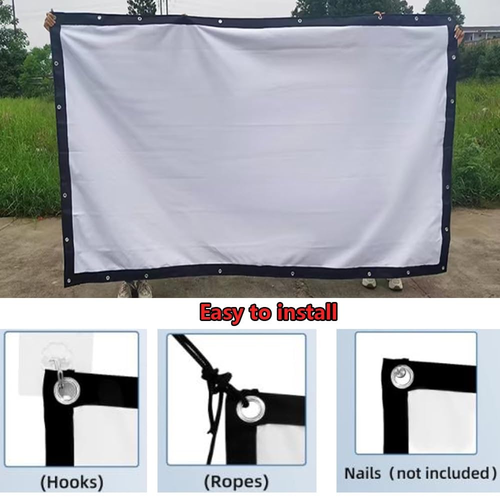 Grande Schermo Proiettore 100" 200" 16:9 Pieghevole Telo Proiettore Anti Rughe, Schermo di Proiezione Doppia Faccia Lavabile per Teatro Ufficio(200inch)