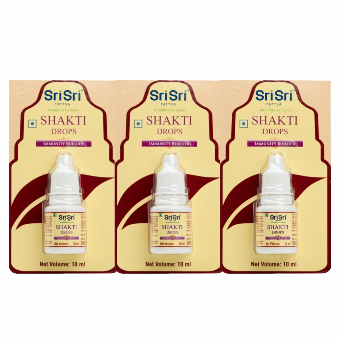 Sri Sri TATTVA shuddhta ka naam Shakti Drops - Ayurvedic Immunity Booster For Adults & Kids - Natural Drops For Strength & Stamina - Relief From Cough, Cold & Sore Throat - 10Ml (Pack Of 3)