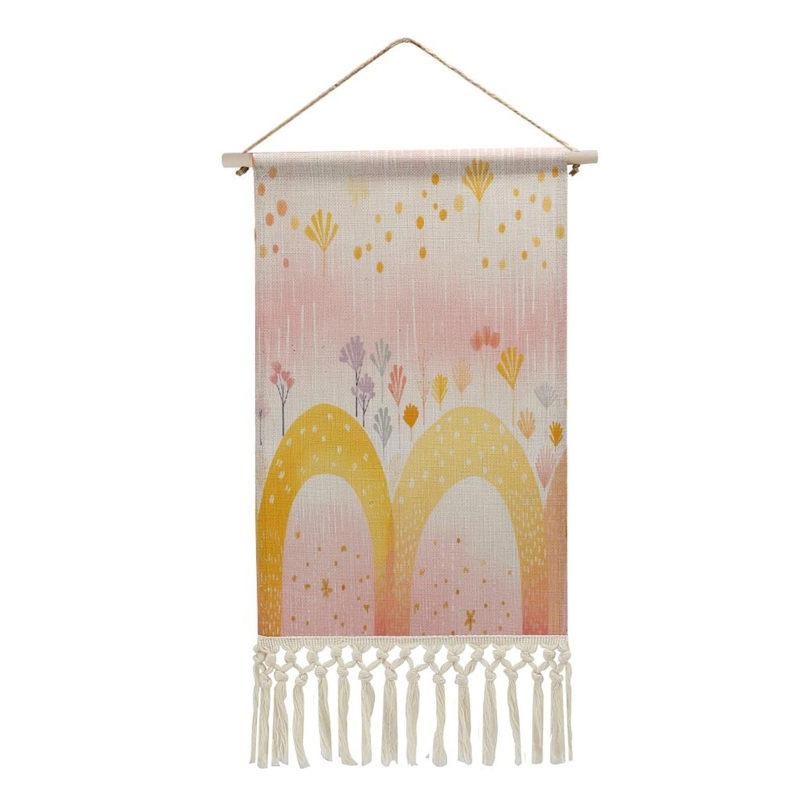 Adfgyerh Style Several Rainbows Tapestry With Tassels Cotton And Linen Hanging Posters, Wall Art For Travel Gift, Wall Tapestry For Office Home Decor Bedroom Living Room Decor