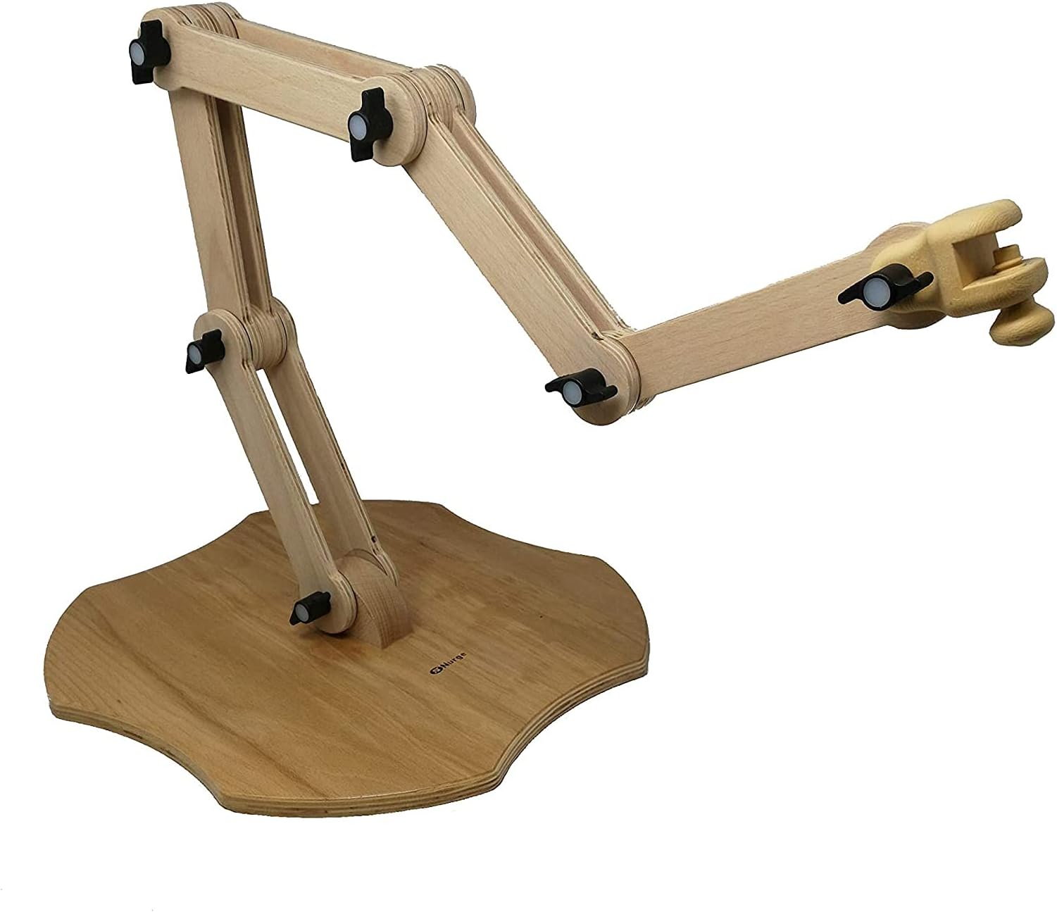 Nurge Premium Premium Adjustable Embroidery and Quilting Leg Stand - Hand Polished Natural Wood