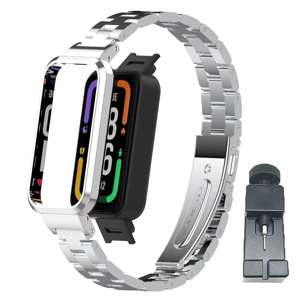 Compatible for Xiaomi Redmi Smart Band Pro Strap,Redmi Smart Band Pro Stainless Steel Metal Replacement Bands Straps Watchband Accessories for Xiaomi Redmi Smart Band Pro Bracelet