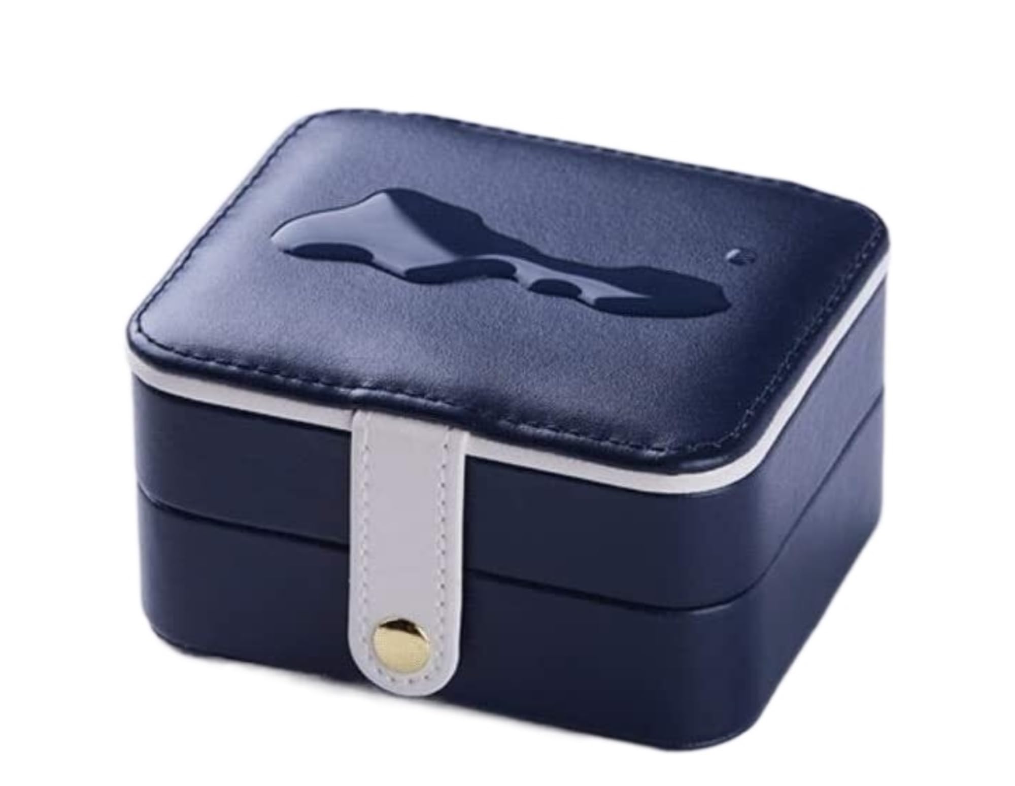Pudełka z biżuterią Organizator Podwójny podróżny Mini mały futerał na biżuterię z lustrem Organizer na biżuterię Pudełko do przechowywania na biurku /95(Blue)