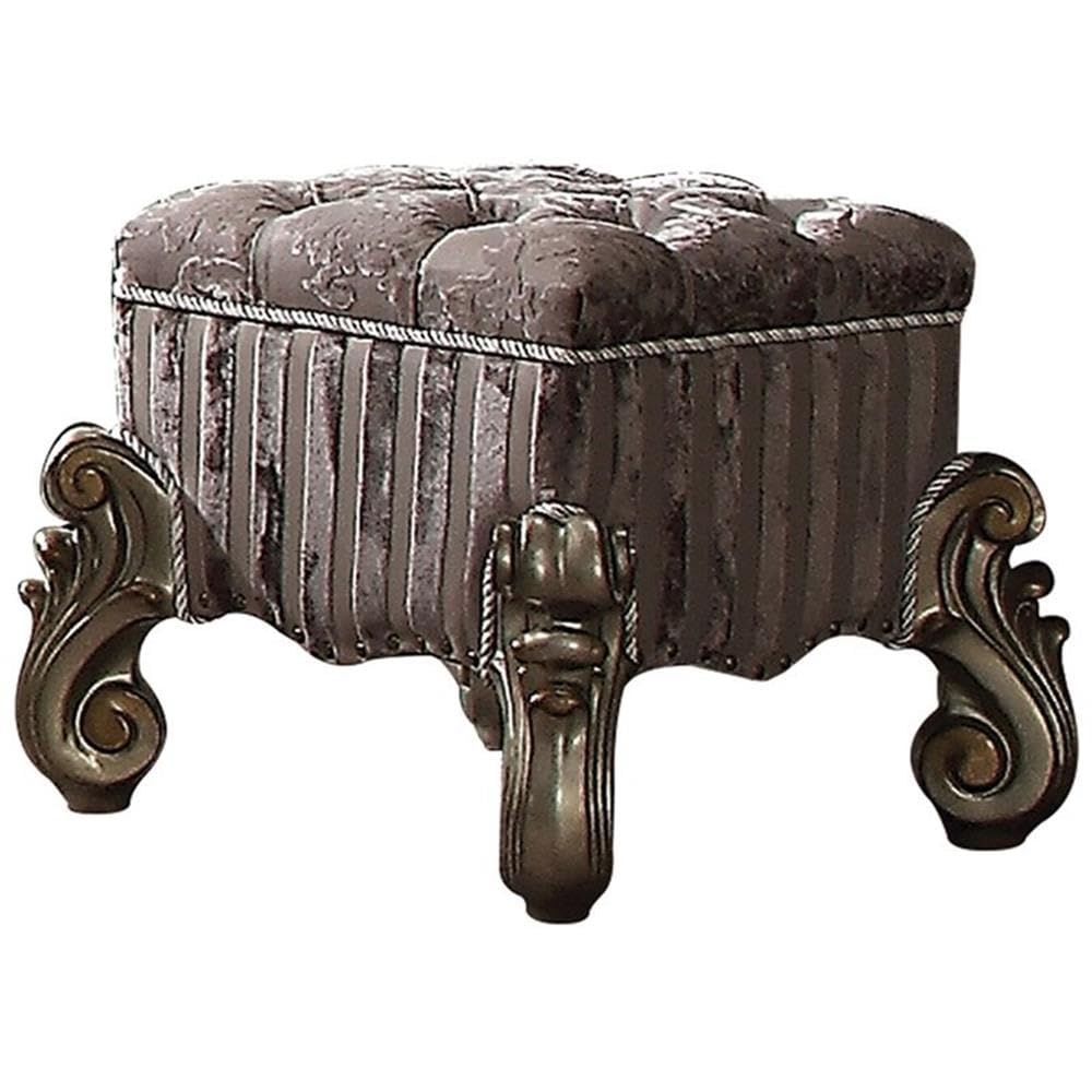 Acme Versailles Vanity Stool in Antique Platinum