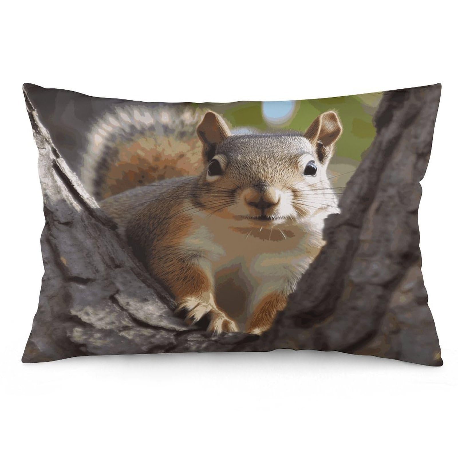Squirrel in The Tree Throw Pillow Covers with Silent Zipper Polyester Pillow Protectors Removable Pillow Cases Soft Pillowcase Cozy Pillow Sham Cushion Cover for Sofa Car Bed 12 "x20