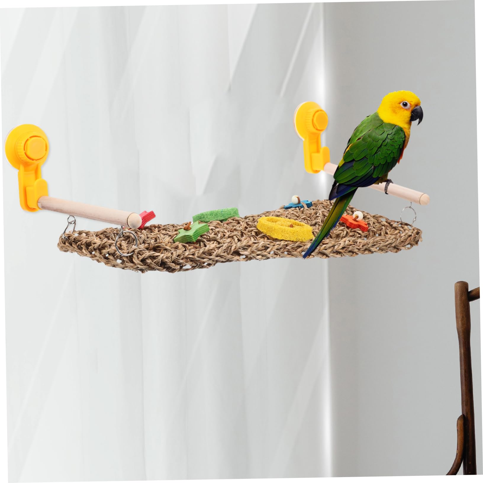 Vogelspielzeug Für Papageien Und Nymphensittiche Woven Hammock Kletterseil Und Kletterleiter Aus Robustem Gras Für Aktives Spielen Und Klettern Im Vogelkäfig