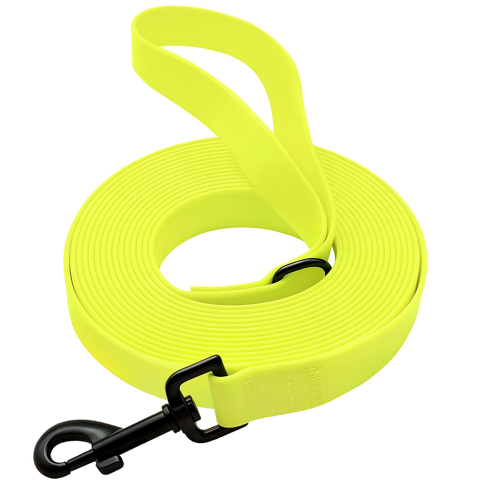 Waterproof Recall Lead for Dogs, 3 m/5 m/10 m/15 m, Tear-Resistant Dog Lead, Tear-Resistant Training Lead with Robust Carabiner for Large to Small Dogs (Neon Yellow, 3 m)