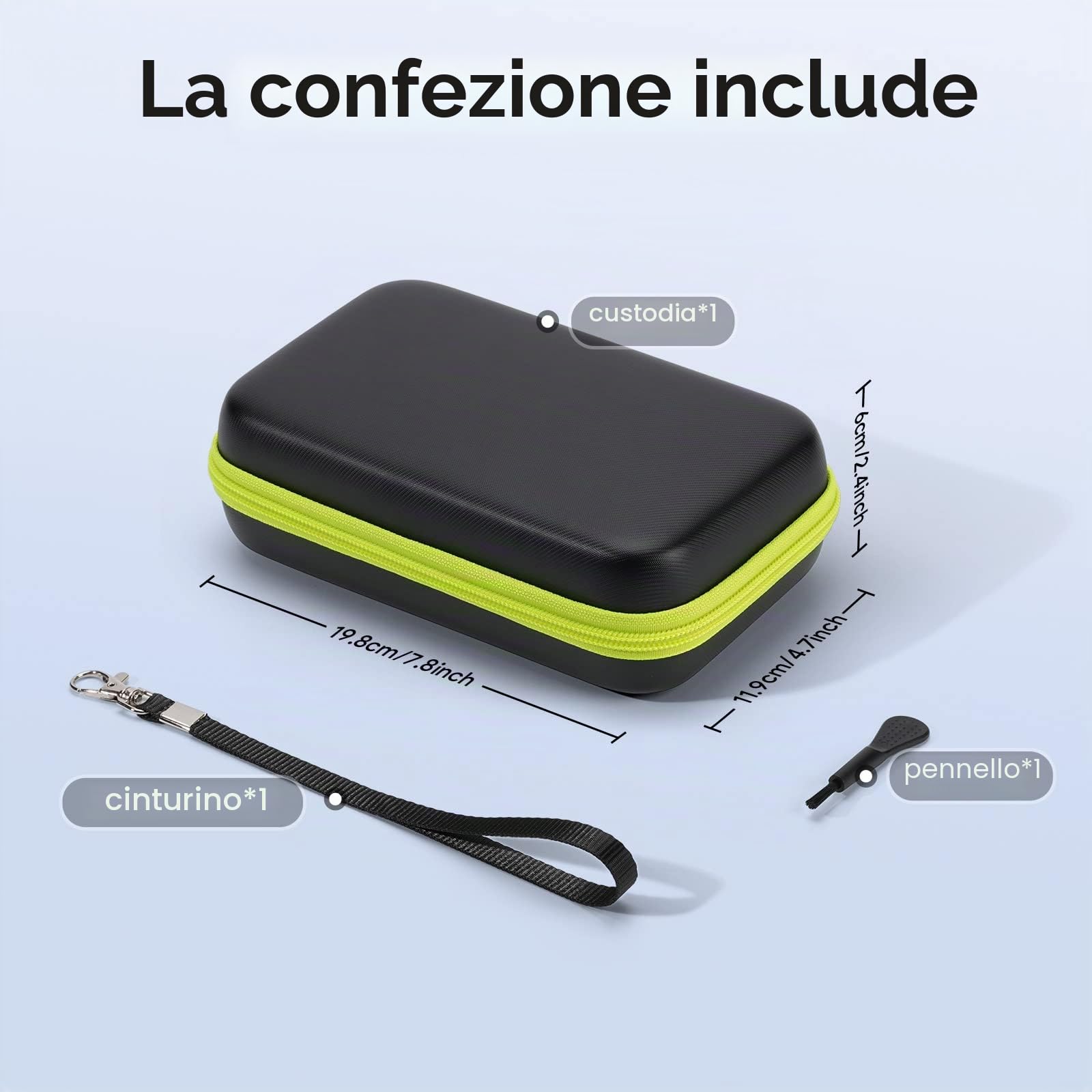 Yinke - Custodia per Philliips O Blade QP2530/30, QP2630/30, QP2520/30, QP2520/65 rasoio elettrico con spugna, custodia rigida da viaggio, colore: Verde One PC